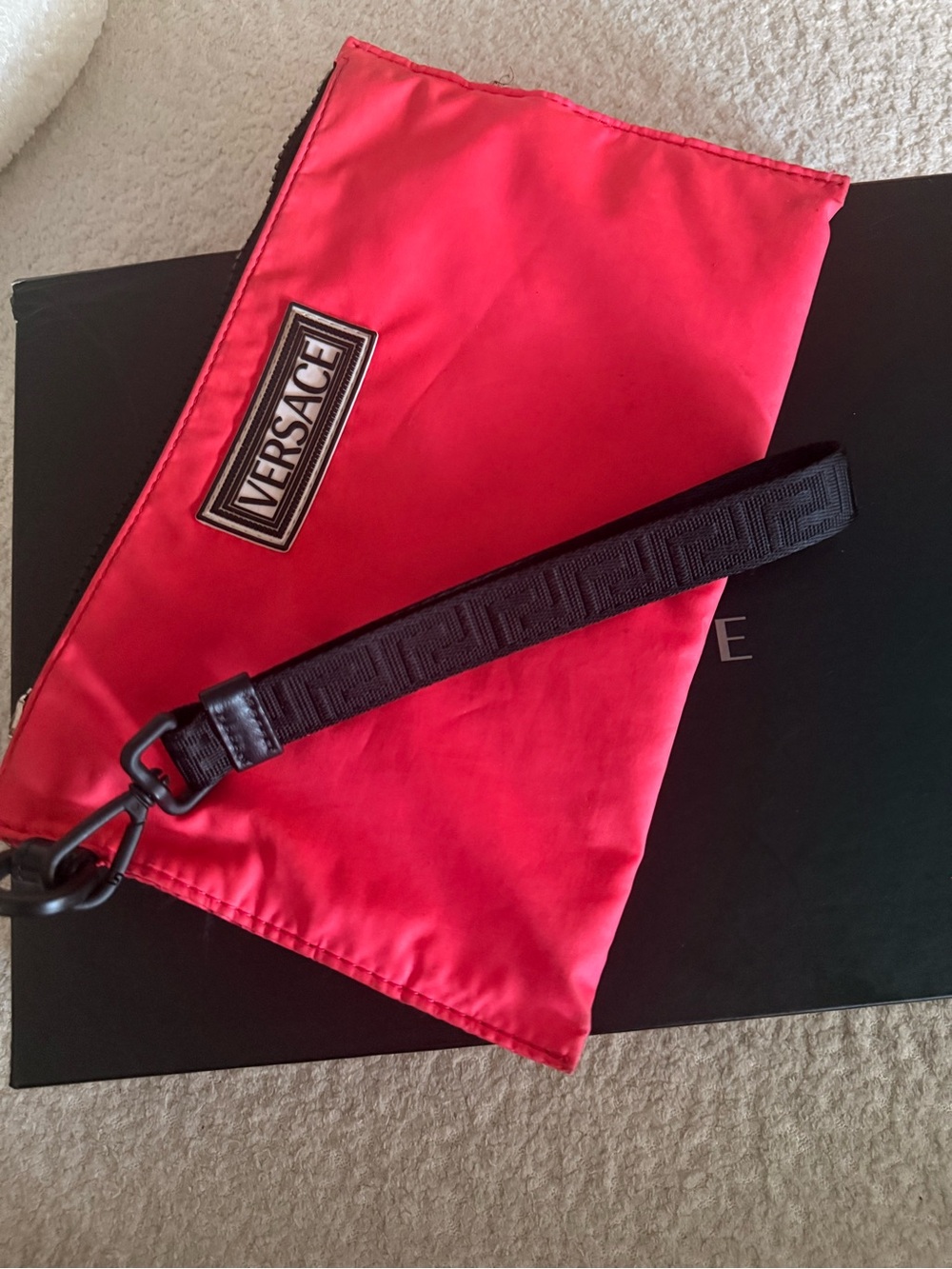Versace Neon Pink Nylon Wristlet Clutch Pouch with Box – Made in Italy - Picture 2 of 5